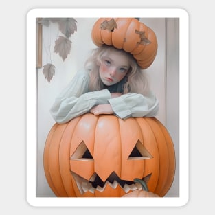 Halloween Pumpkin Girl Sticker